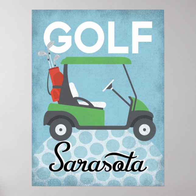Poster Golfe Sarasota Flórida - Viagem Retro Vintage (Frente)
