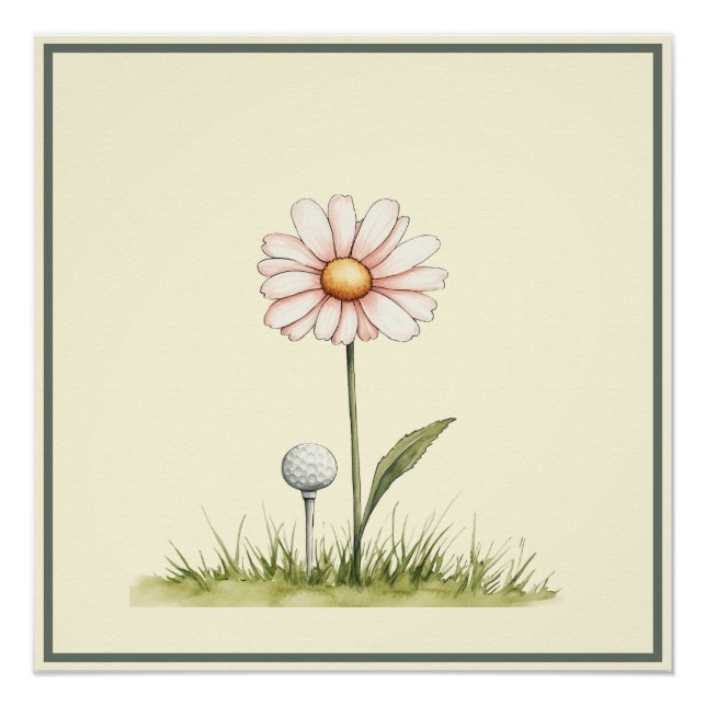 Póster Golfe Whimsical Art para Sala para Crianças ou Enf (Frente)