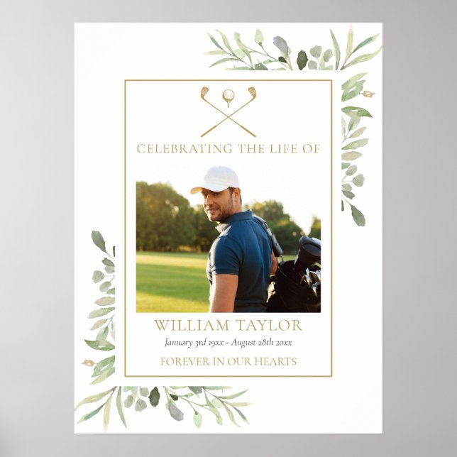 Poster Golfer Funeral Celebration Of Life Photo (Frente)