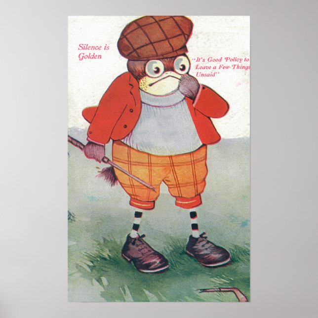 Póster Golfing Owl Noting Silence é Ouro (Frente)