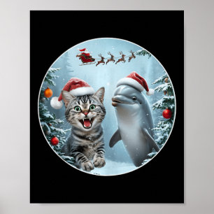 Poster Golfinho De Natal De Inverno Selfie Com San