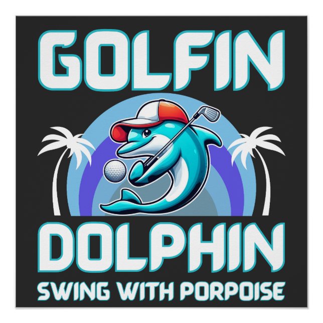 Póster Golfinho jogando camisa de golfe | Presente para p (Frente)