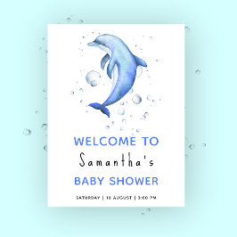 Poster Golfinho sob o mar chá de fraldas bem-vindo