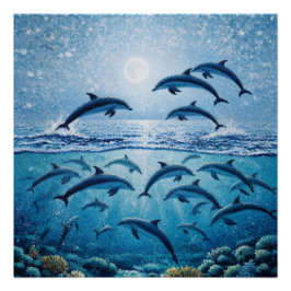 Póster Golfinhos da Lua Cheia