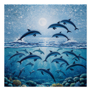 Póster Golfinhos da Lua Cheia