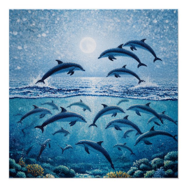 Póster Golfinhos da Lua Cheia (Frente)