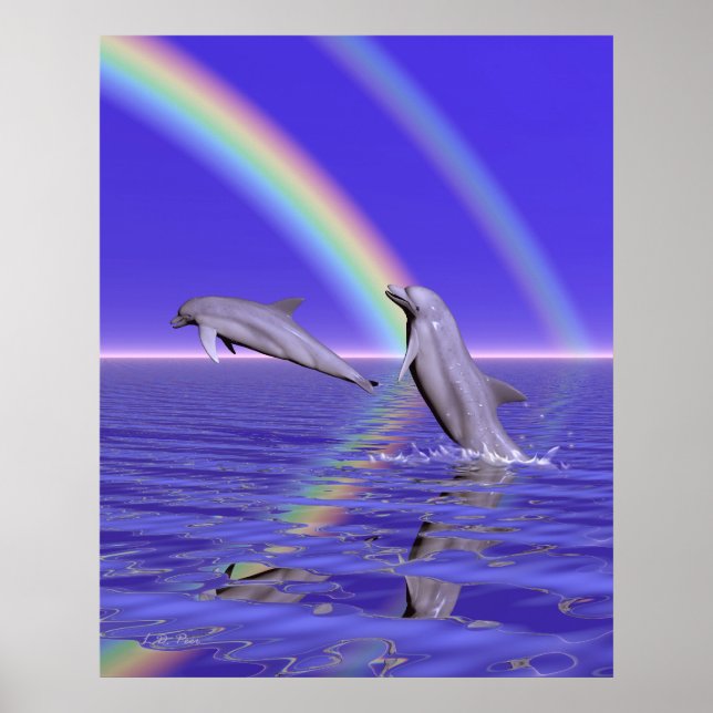 Poster Golfinhos e Arco-íris (Frente)