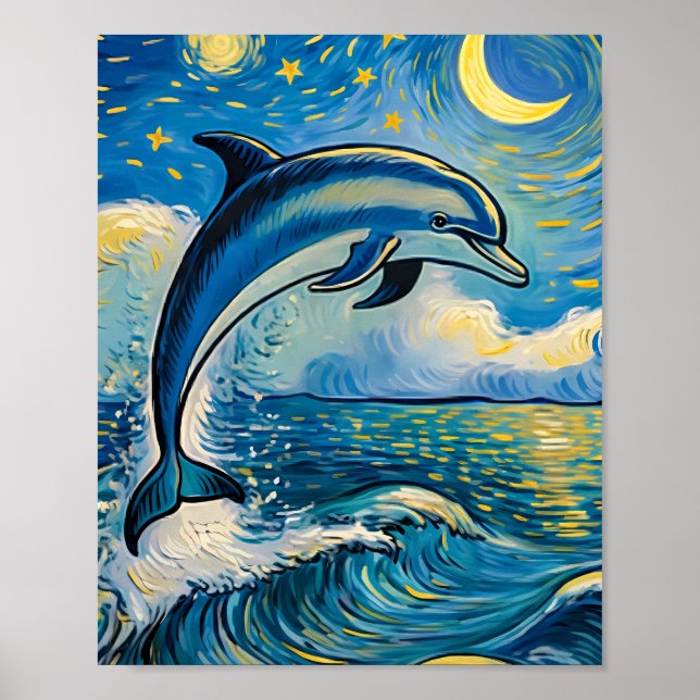 Poster Golfinhos Noturnos Estrelados (Frente)