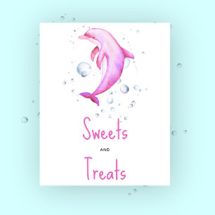 Poster Golfinhos rosa aquarela - doces e guloseimas