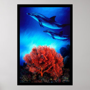 Poster Golfinhos sobre corais