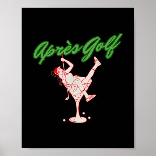 Poster Golfista Engraçado Apres Golfe Retro Rapariga Golf