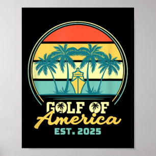 Poster Golfo Da América Dos Eua Camisa Est 2025 Retro Vin