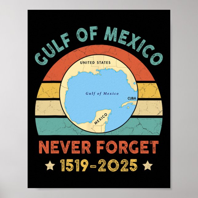 Poster Golfo Da América Dos Eua Funny Golfo Do México Nun (Frente)
