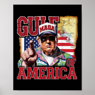 Poster Golfo Da América Dos Eua Trump Saudação Da