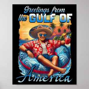 Poster Golfo Da América Dos Eua Trump Saudação Do Patrio