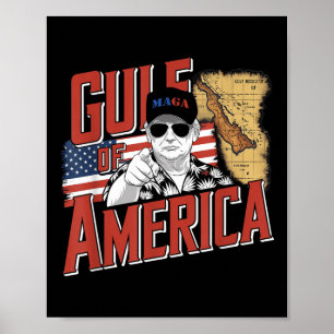 Poster Golfo Da América Dos Eua Trump Saudação Do Patrio