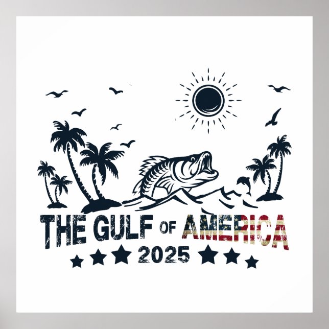 Poster Golfo da América pescando pavilhão americano patri (Frente)