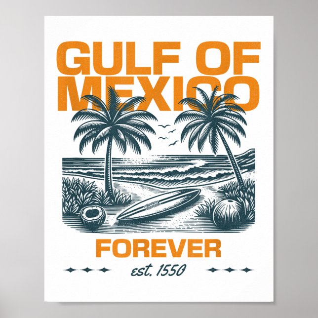 Poster Golfo De Retro Do México Est 1550 Forever Beach Go (Frente)