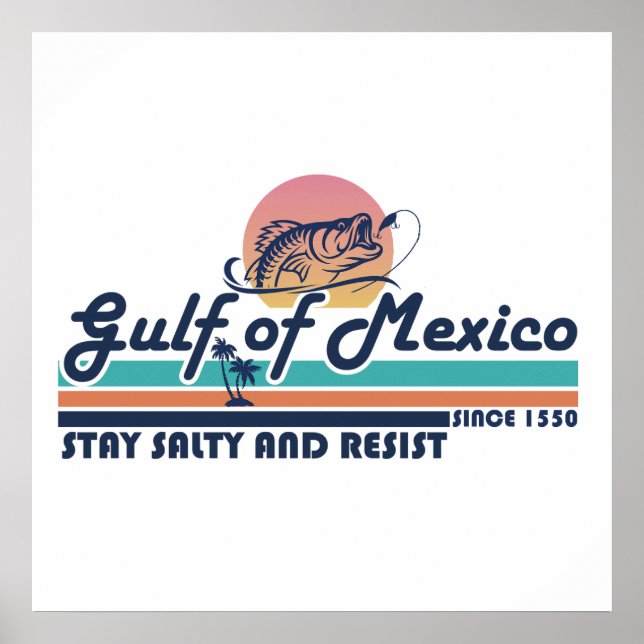 Poster Golfo do México, continue salgado e resista à pesc (Frente)