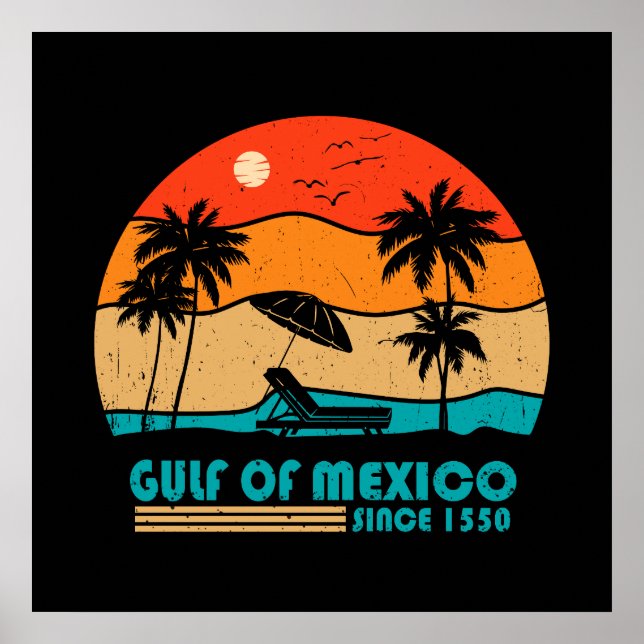 Poster Golfo do México, continue salgado vintage (Frente)