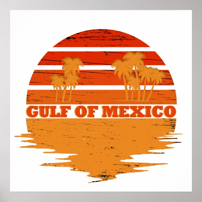 Poster Golfo do México, continue salgado vintage (Frente)