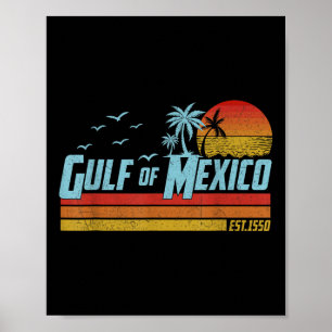 Poster Golfo Do México Est 1550 Retro Vintage Beach