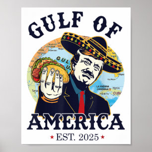 Poster Golfo Dos Eua 2025 Flag Vintage America