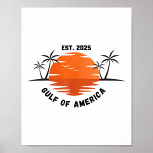 Poster Golfo Dos Eua América 2025 Bandeira Americana Méxi