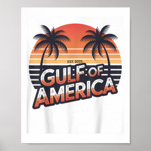 Poster Golfo Dos Eua América 2025 Bandeira Retroamericana