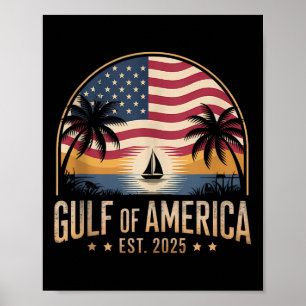 Poster Golfo Dos Eua América 2025 Vintage Retro-American 
