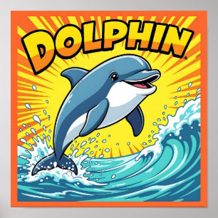 Poster Golfo Fino Saltando para Fora do Oceano