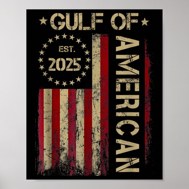 Poster Golfo Retro Da América Est 2025 U.A. Flag M (Frente)