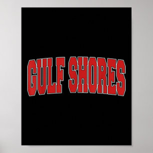 Poster Golfo Shores Al Alabama Estilo Varsity Usa Vintage