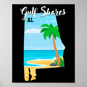 Poster Golfo Shores Al Vintage Orange Beach Alabama Trip