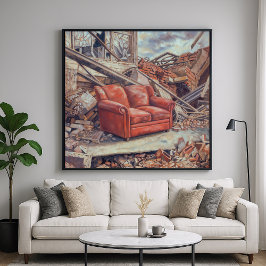 Poster Golpe Vermelho Na Rubble - Arte De Beleza Inespera