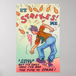 Poster Golpeia-me, boliche do homem dos desenhos animados