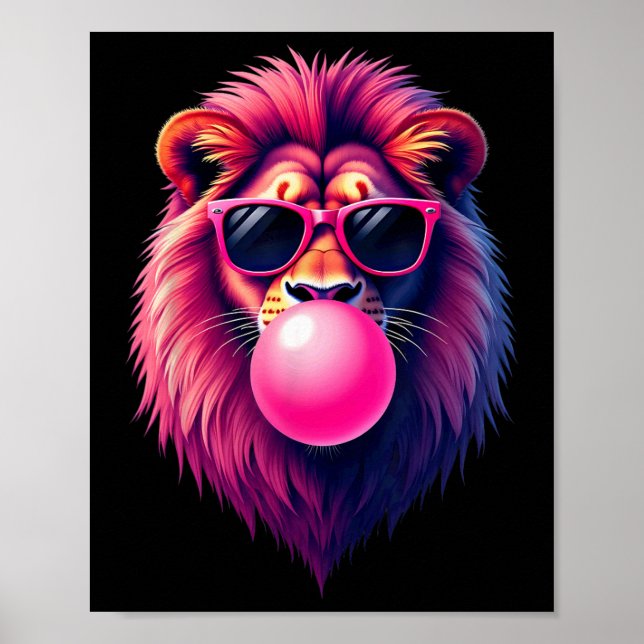 Poster Goma-Bolha Lion Rosa Piscando (Frente)