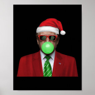 Poster Goma de Mascar Bolha Papai Noel Trump Divertido Fa