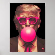 Goma de Mascar Trump Bolha Rosa Divertida e Legal