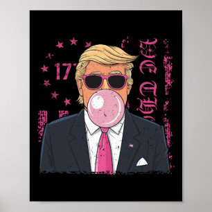 Poster Goma de Mascar Trump Divertida Rosa Retro Bandeira