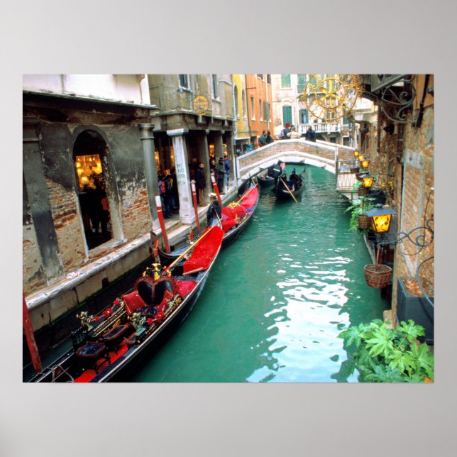 Poster Gondolas em um canal veneziano (Frente)