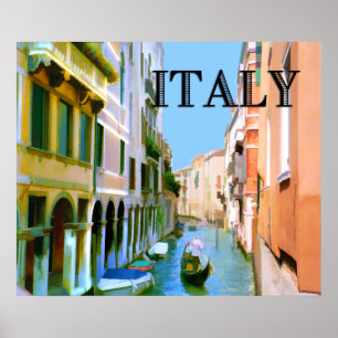 Póster Gondolier no canal em Veneza ITALIA
