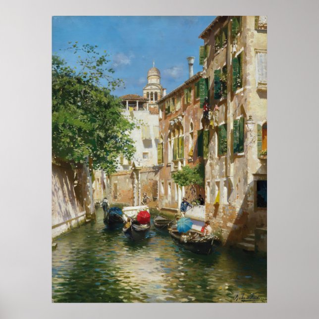 Poster Gondoliers num canal veneziano Rubens Santoro (Frente)