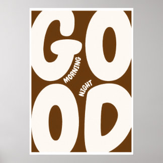 Poster Good Morning Good Night Islamic Wall Art Brown 