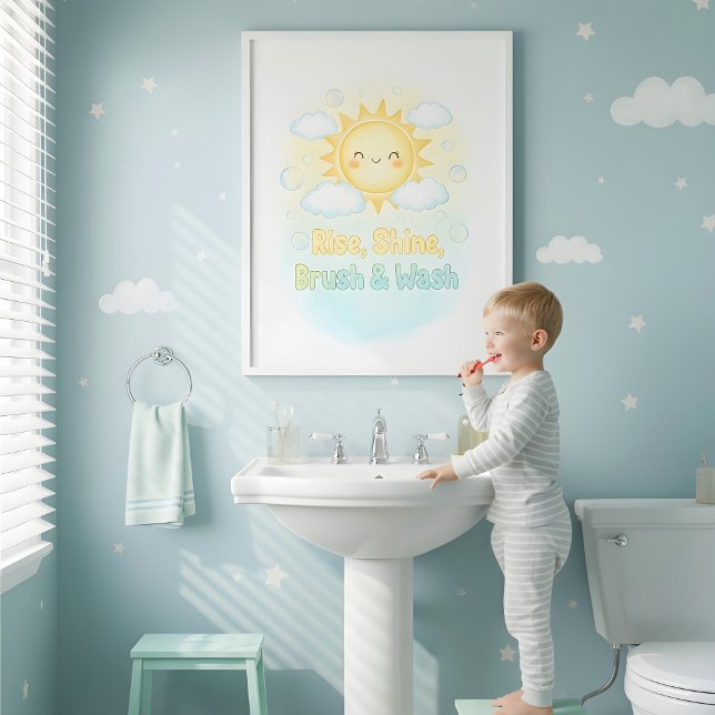 Poster Good Morning Sunshine Kids Bathroom Wall Art (Criador carregado)