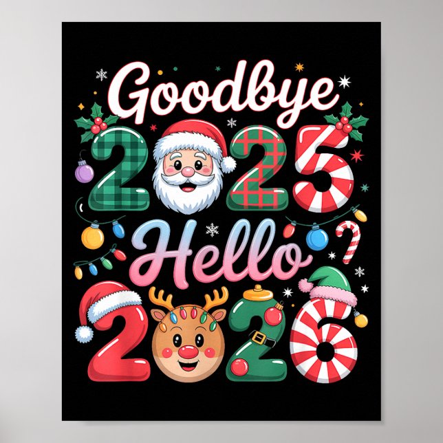 Poster Goodbye 2025 Hello 2026 Christmas New Year Gift  (Frente)
