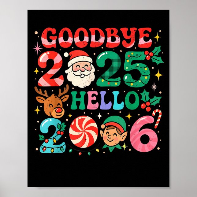 Poster Goodbye 2025 Hello 2026 Cute Christmas New Year  (Frente)