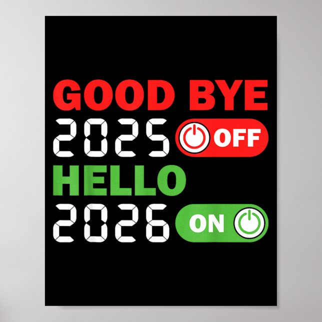 Poster Goodbye 2025 Hello 2026 Happy New Year Party Famil (Frente)