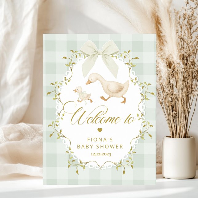 Poster Goose Gender neutral Sage Baby Shower Welcome (Criador carregado)