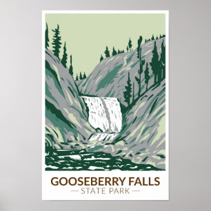 Poster Gooseberry Falls State Park Minnesota Vintage